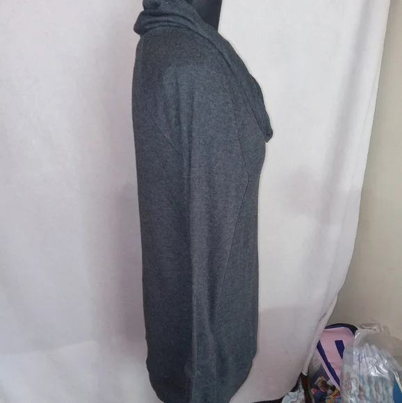 Eddie Bauer Tunic Sweater Women's Size M Gray Cowl Neck Waffle Knit Long Sleeve - Picture 11 of 12